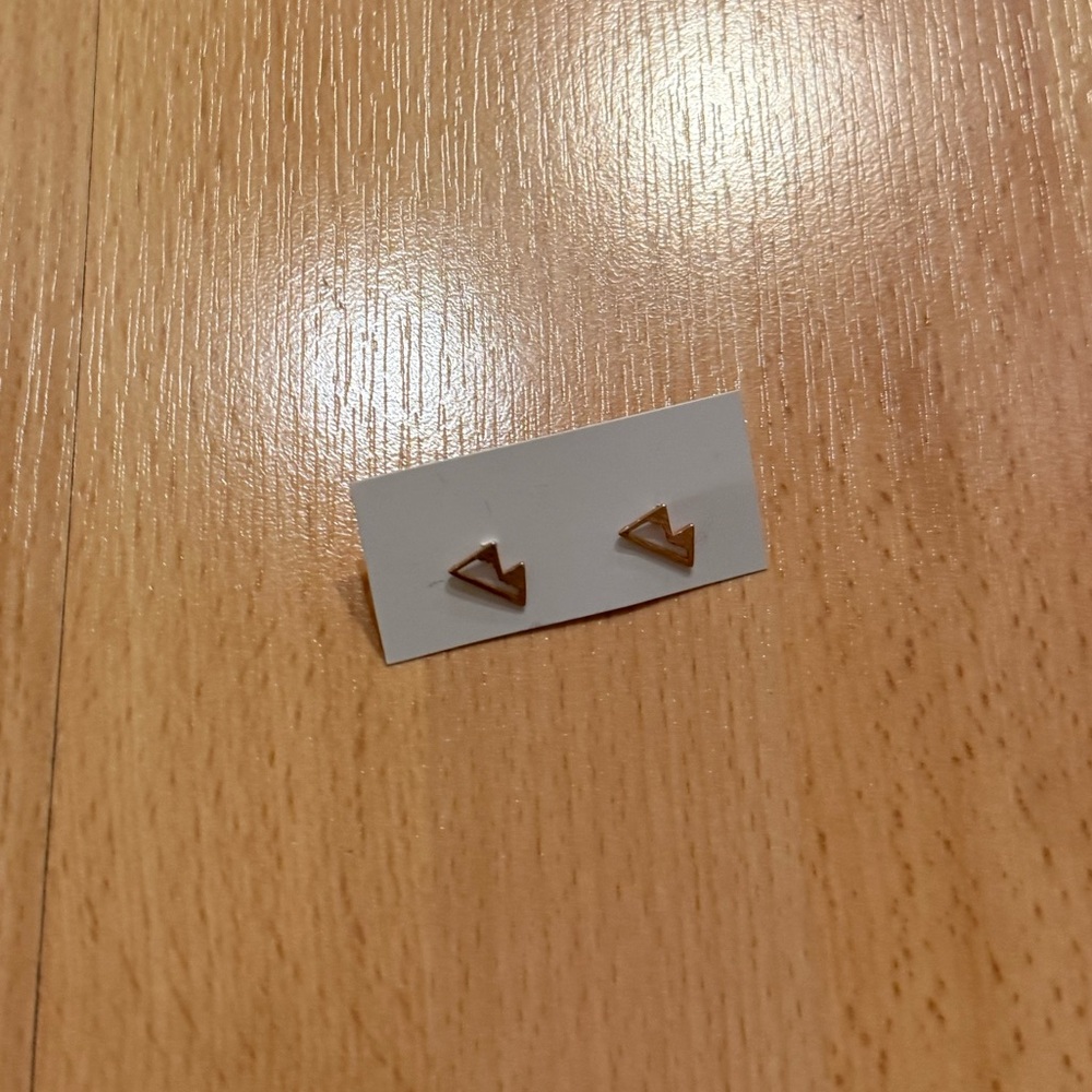 Minimalist rose Gold Triangle mountains Stud Earrings